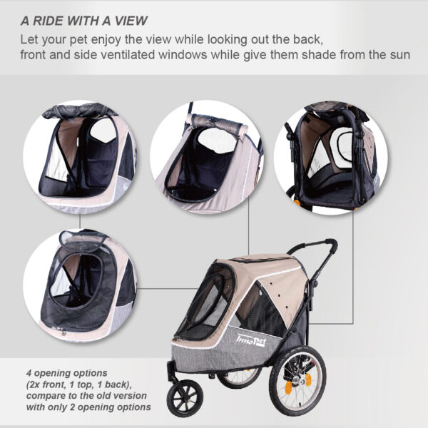 InnoPet® Hundebuggy/Fahrradanhänger „Sporty Trailer Evolution“ – IPS-057/BR – Latte Macchiato