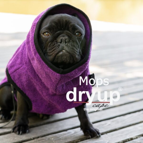 Actionfactory Hundebademantel für Mops und Co Lila