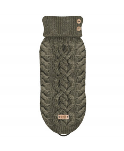 Milk & Pepper Hundepullover Zopfmuster Kaki Bulldogge