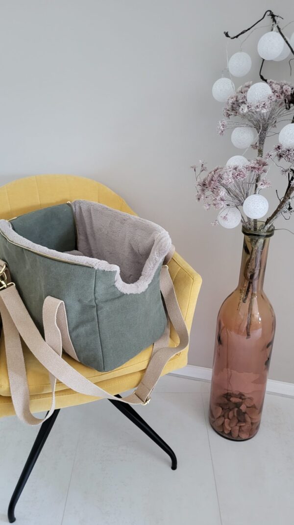 hundewerk Hundetasche MOLA Denim Oliv-Beige – Bild 3
