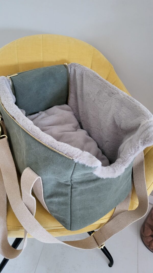 hundewerk Hundetasche MOLA Denim Oliv-Beige – Bild 4