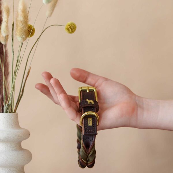 Hunter Halsband Solid duo dunkelbraun/oliv – Bild 4
