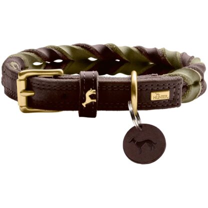 Hunter Halsband Solid duo dunkelbraun/oliv – Bild 2