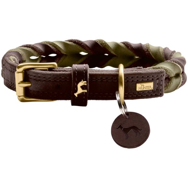 Hunter Halsband Solid duo dunkelbraun/oliv – Bild 2
