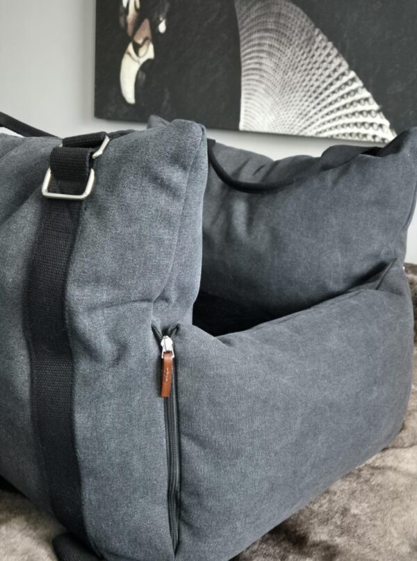 hundewerk Hundeautositz und Reisebett Denim Anthra small – Bild 4