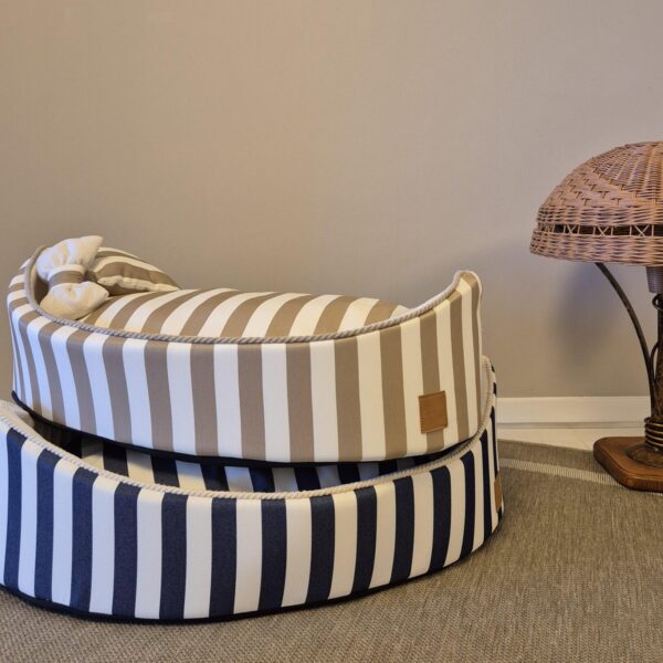 hundewerk Hundebett Kutterchen Beige-Weiß gestreift