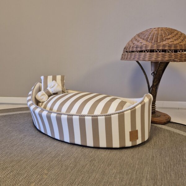 hundewerk Hundebett Kutterchen Beige-Weiß gestreift