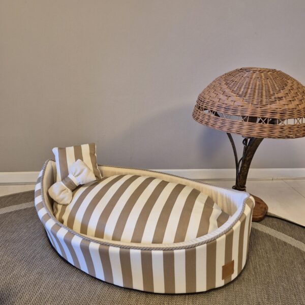 hundewerk Hundebett Kutterchen Beige-Weiß gestreift