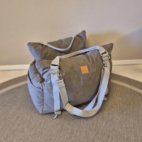hundewerk Hundeautositz und Reisebett Denim Grau small