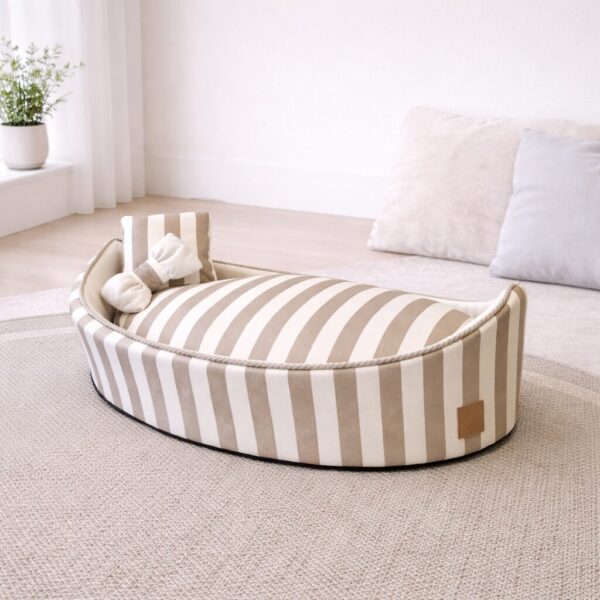 hundewerk Hundebett Kutterchen Beige-Weiß gestreift