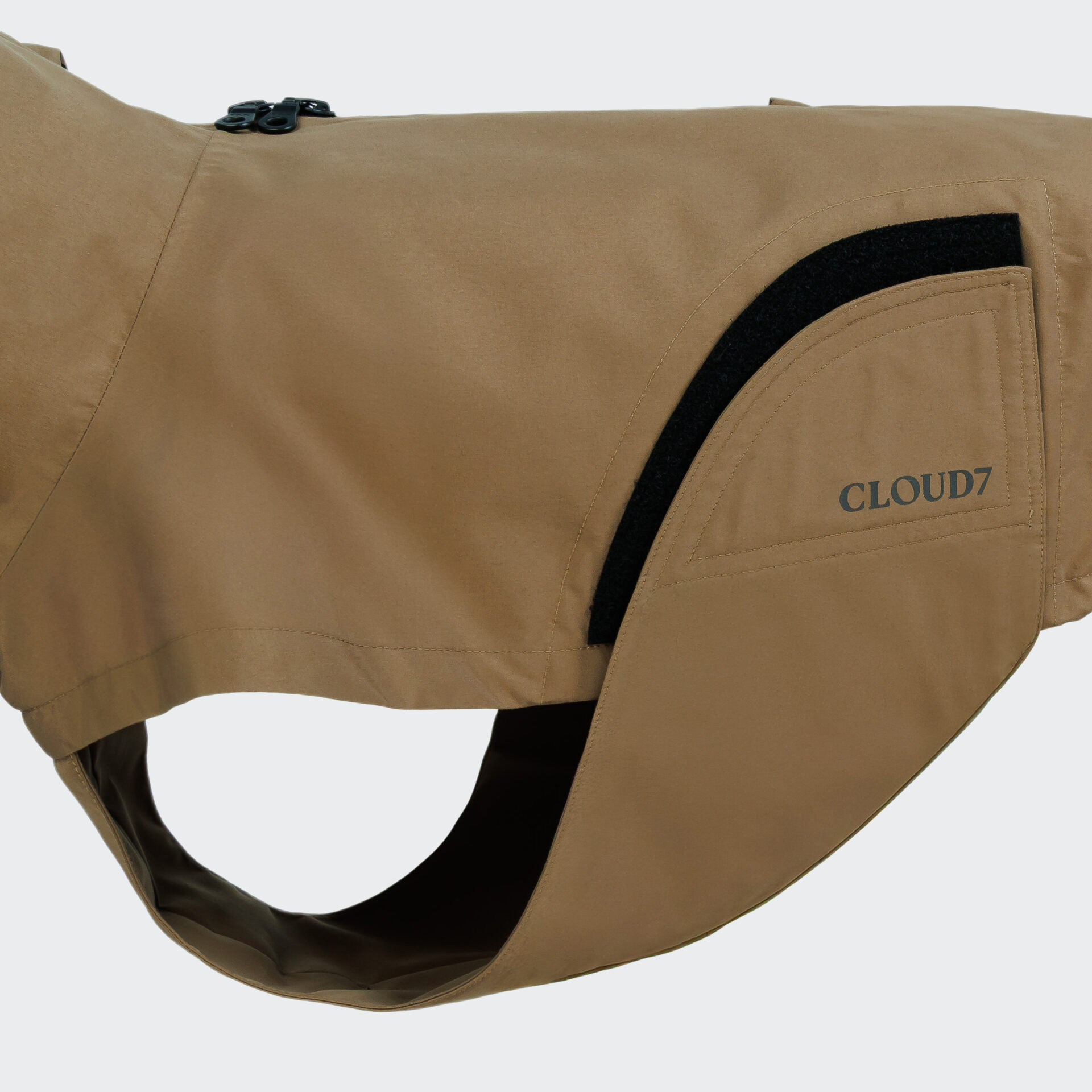 Cloud7 Dog Raincoat Dublin2 Sandy Brown Detail 2 On Grey.jpg