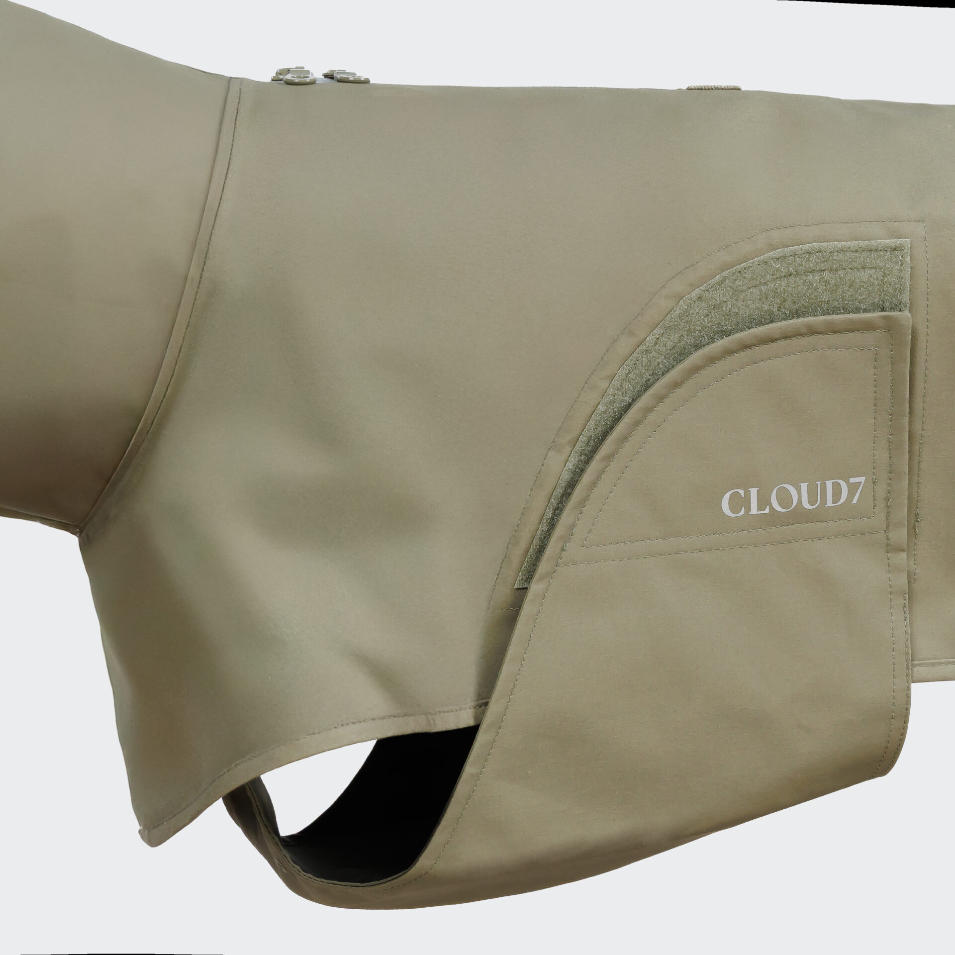 Cloud7 Dog Raincoat Helgoland Olive Detail 2 On Grey.jpg