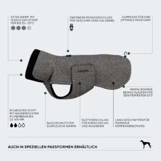 CLOUD7 Windhundmantel Brooklyn Long Tweed Black