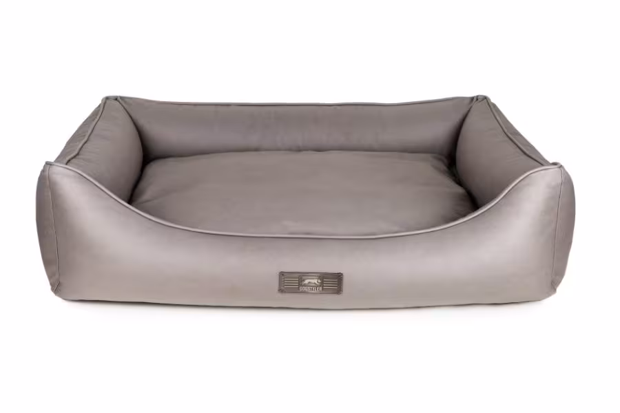 Hundebett Orthopaedisch Grau Lederseite Bruno Soft 1920x1920