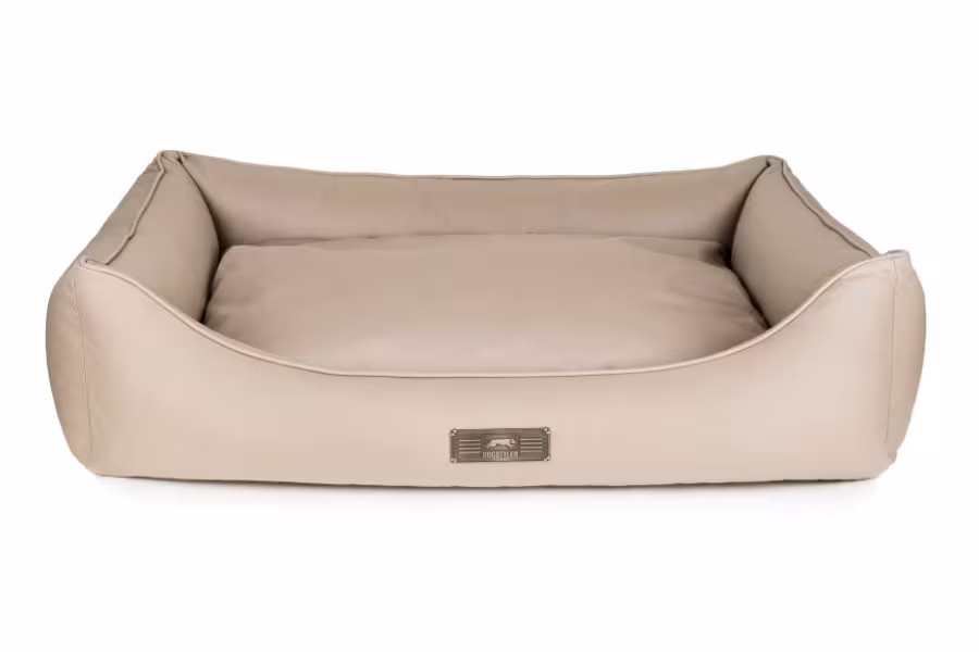 Hundebett Orthopaedisch Hellbeige Lederseite Bruno Soft 1920x1920