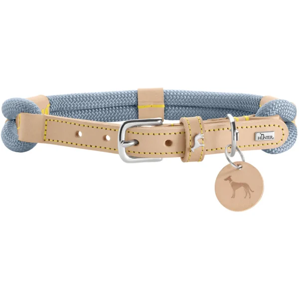 HUNTER Hundehalsband Malia Taubenblau/Natur