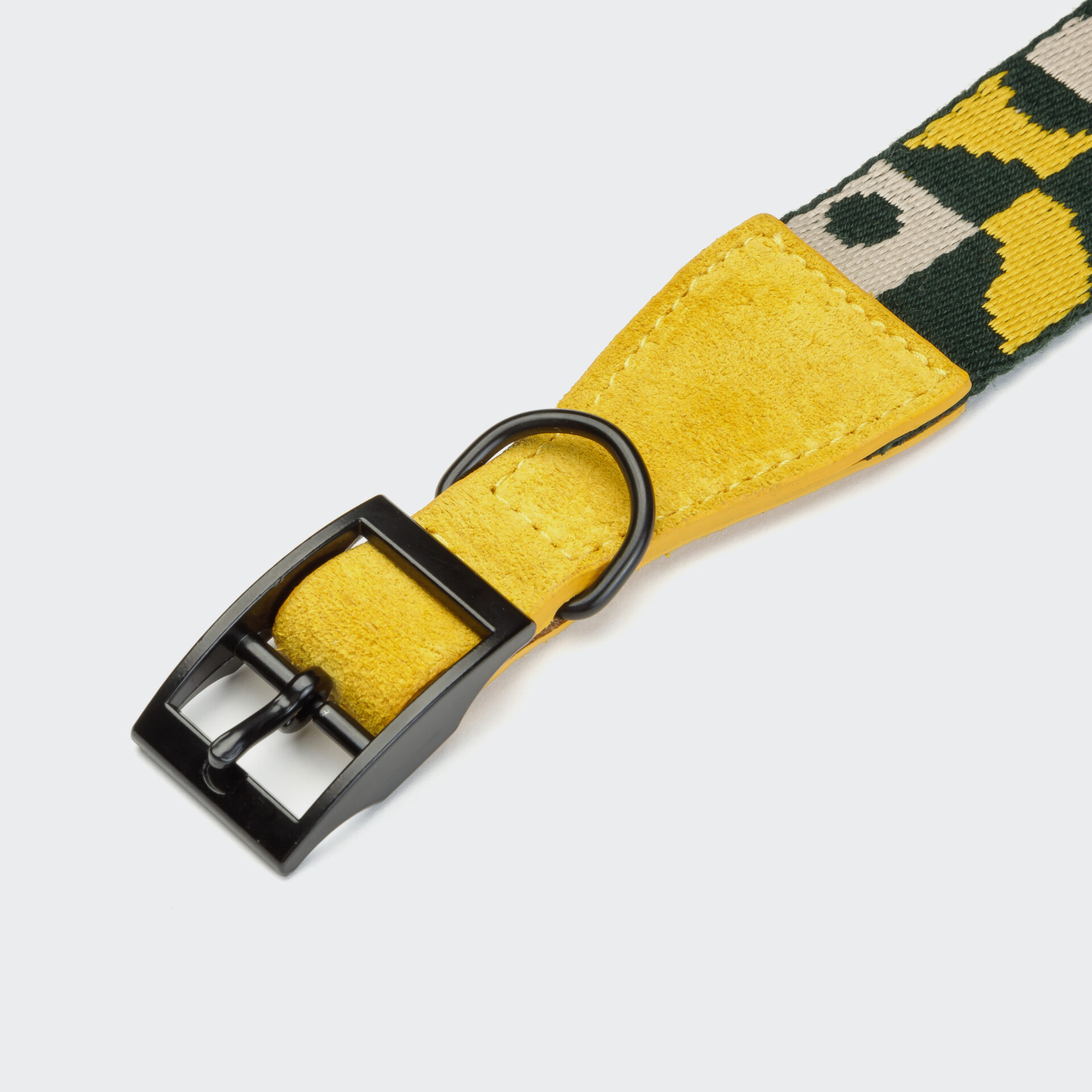 Cloud7 Dog Collar Wide Maksimir Park Green Yellow Detail 2 On Grey