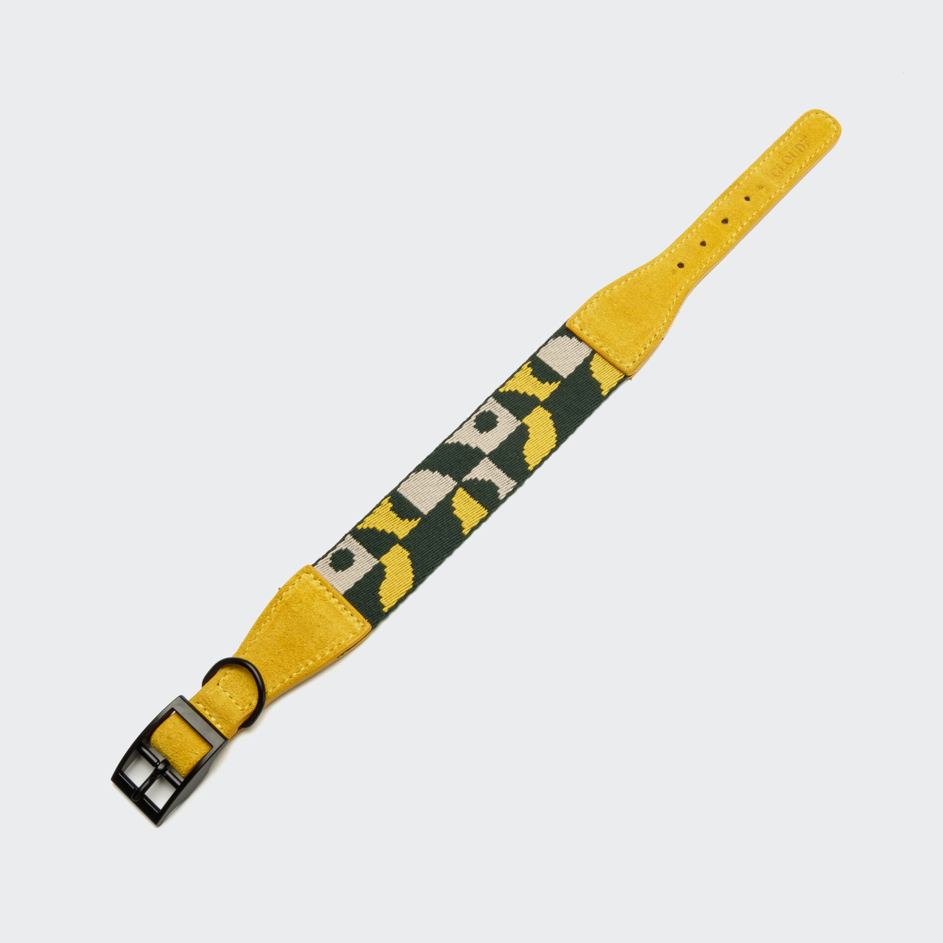 Cloud7 Dog Collar Wide Maksimir Park Green Yellow On Grey